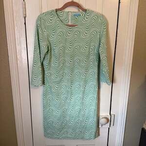J.McLaughlin Green White Swirl Catalina Cloth Sheath Dress M
